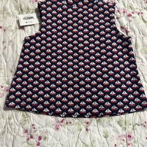 Janie and Jack Navy Sailboat Knit Tank with Red & White Boats